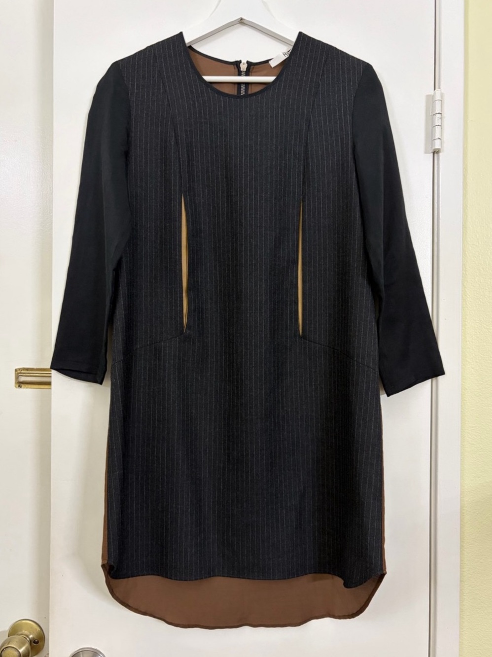 HACHE Pinstripe Colorblock Wool Blend Shift Dress IT 38 US 2 Avant Garde Italy